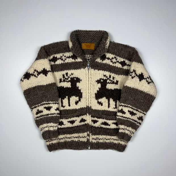 (105) 빈티지 캐나다 디어 헤비울 코위찬 가디건
