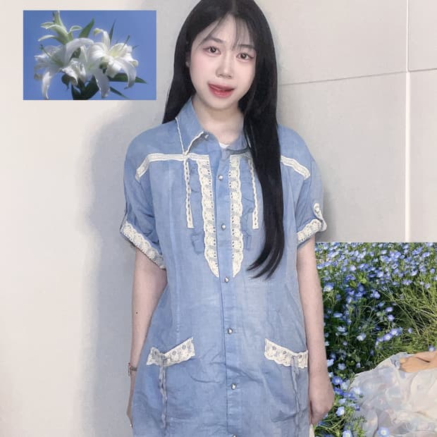 액시즈팜 레이스 빈티지 모리걸 셔츠 mori vintage