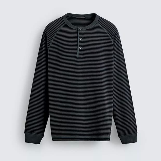 자라 스트라이프 헨리넥 티셔츠