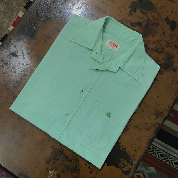 BARACUTA 바라쿠타 라이트 그린 체크 코튼 셔츠 남성 105 