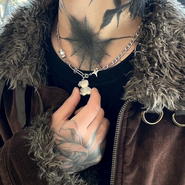 pcr053 Nerd teddy bear necklace