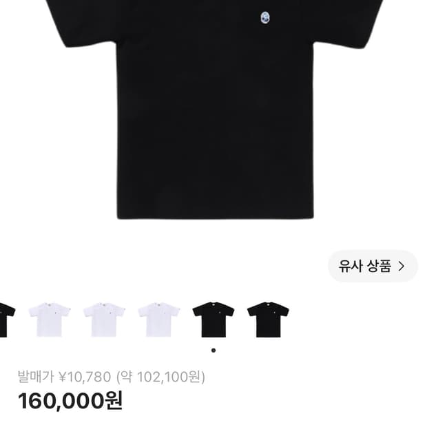 베이프 ABC 카모 원 포인트 티셔츠 블랙 블루(m)