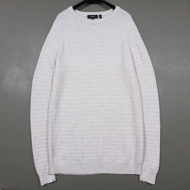 M) 띠어리 울 캐시미어 블렌드 텍스처 라운드 니트 스웨터 아이보리