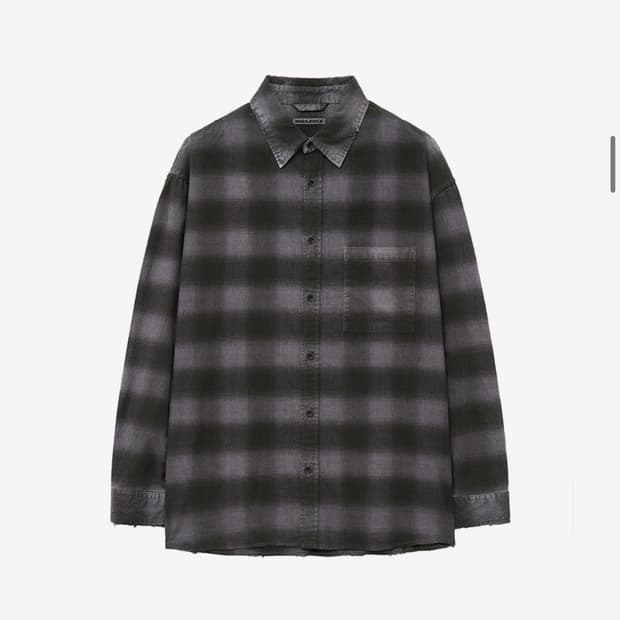 인사일런스 디스트로이드 다잉 체크 셔츠 GREY L사이즈