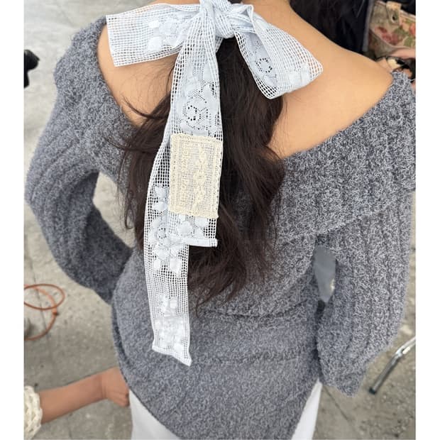 호쿠스포쿠스 크로셰 로즈 스카프 블루