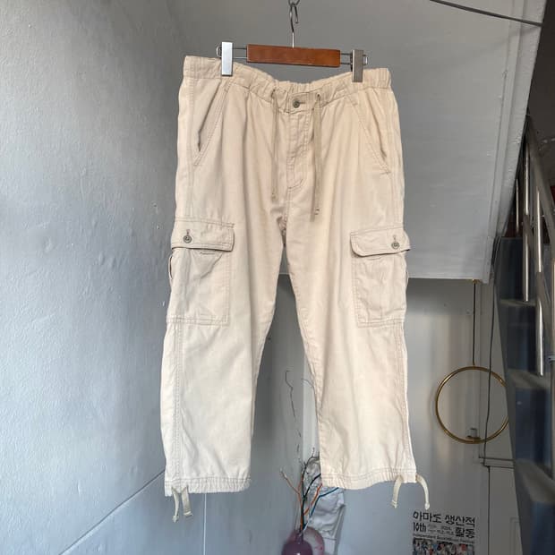 빈티지 7부 카고 스트링 팬츠