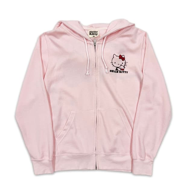 빈티지 헬로키티 핑크 후드 집업