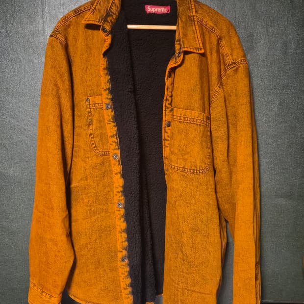 (XL)슈프림 셔링 라인드 데님 워크셔츠 오버다이드 오렌지 팝니다