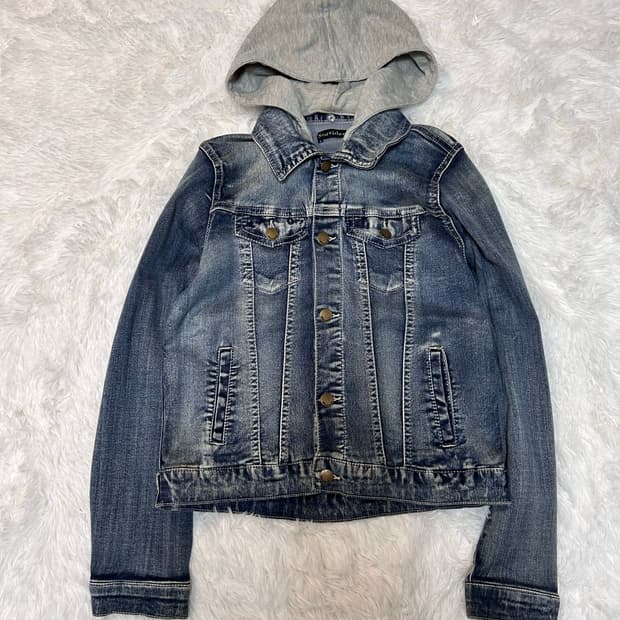 slim fit hood denim jacket