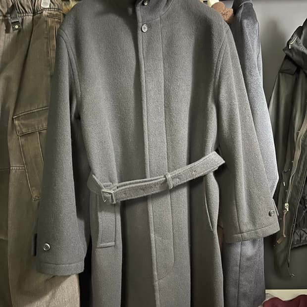 브라운야드 퓨어울 스탠드카라 코트 3사이즈 블랙