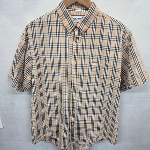 버버리 올드스쿨 빈티지 노바체크 셔츠반팔 xl