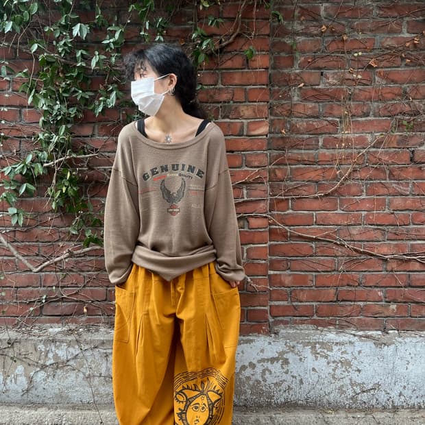 히피 에스닉 문양 벌룬 와이드 팬츠