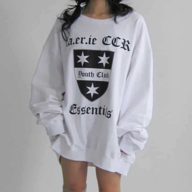 샵페어리 oversized college sweat (white)