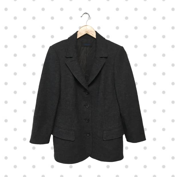 vintage wool blazer jacket charcoal