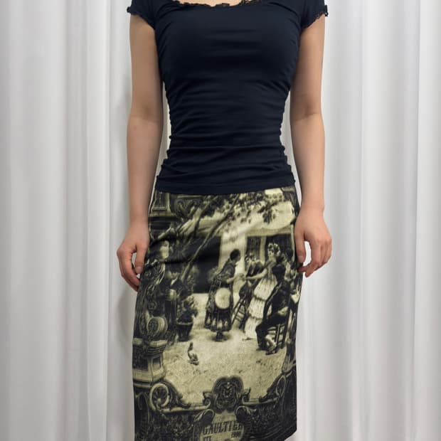 printing midi skirt