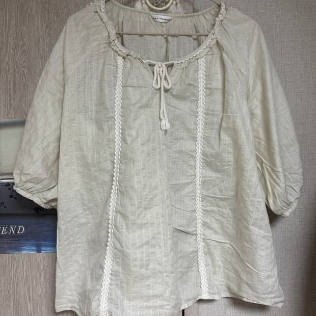 일본빈티지 a.v.v standard 베이지 스트라이프 모리 블라우스