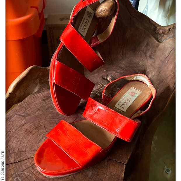 1980s GUCCI Red Patent Leather Sandals