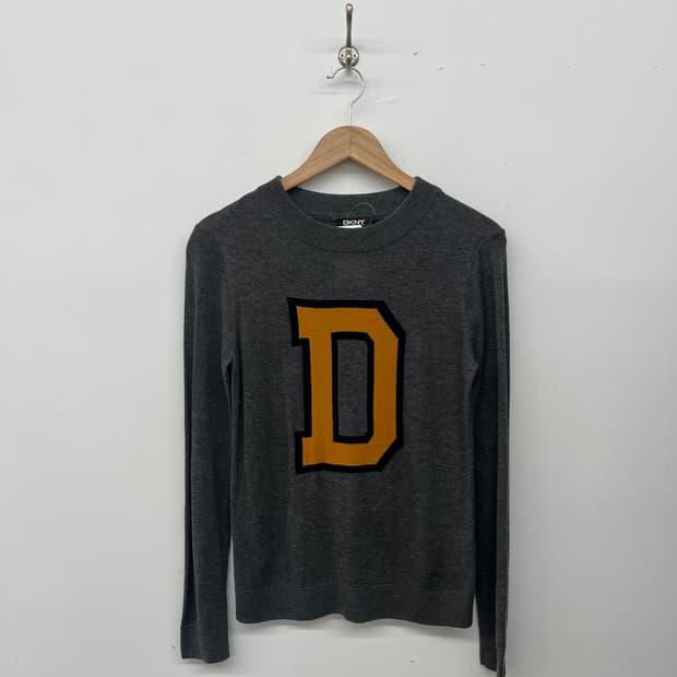 DKNY 회색 D 로고 니트 스웨터 여s