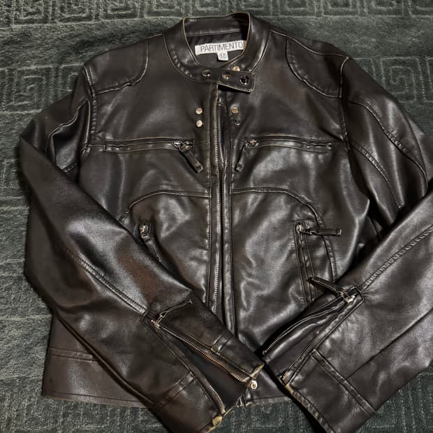 [파르티멘토우먼] WASHED LEATHER BIKER JACKET