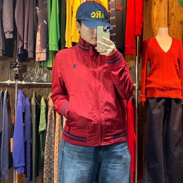 M 후아유 레드 스포티 해링턴 나일론 자켓