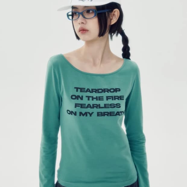 (새제품) 러닝하이 레터링 슬림 L/S 티 [그린]