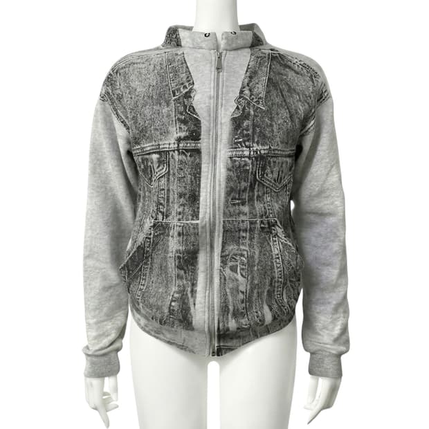 artisanal trompe l'oeil zip up jacket