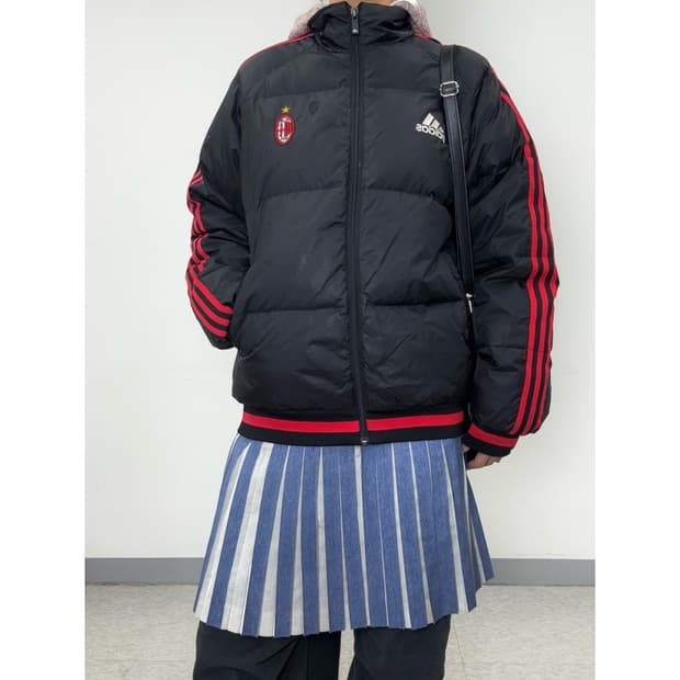 빈티지 아디다스 블랙 덕다운 패딩 점퍼
