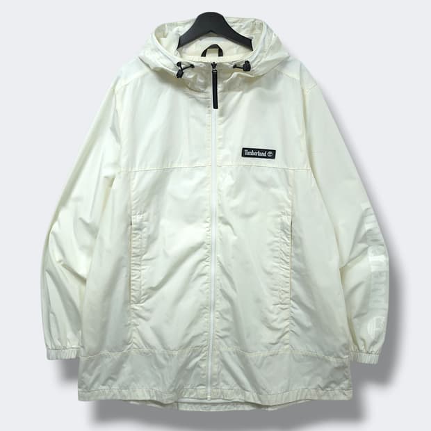 [XL] 팀버랜드 화이트/아이보리 빅로고 후드 오버핏 바람막이