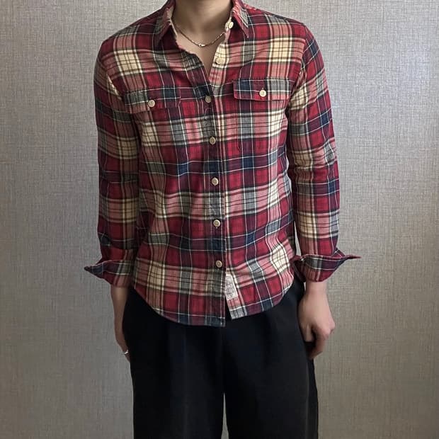 폴로 랄프로렌 엘보우 패치 웨스턴 체크 셔츠