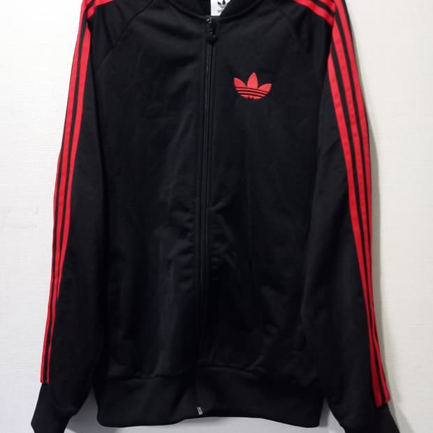 아디다스 파이어버드 검빨 블랙 트랙탑 저지 져지집업 100/L