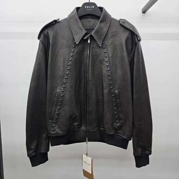 스테판쿡 x 솔리드옴므 스터드 레더 블루종 48