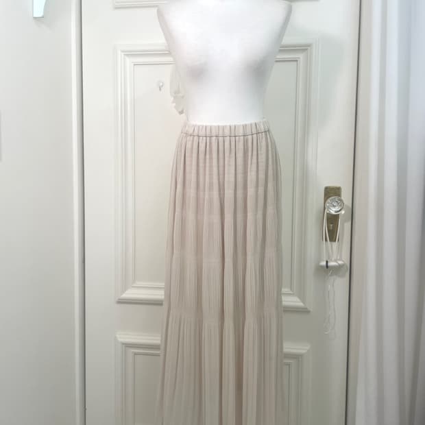 gray beige pleats layered chiffon bandin