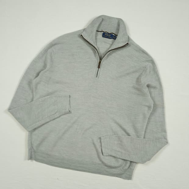 XL(105) 폴로 랄프로렌 피마코튼 반집업니트 그레이