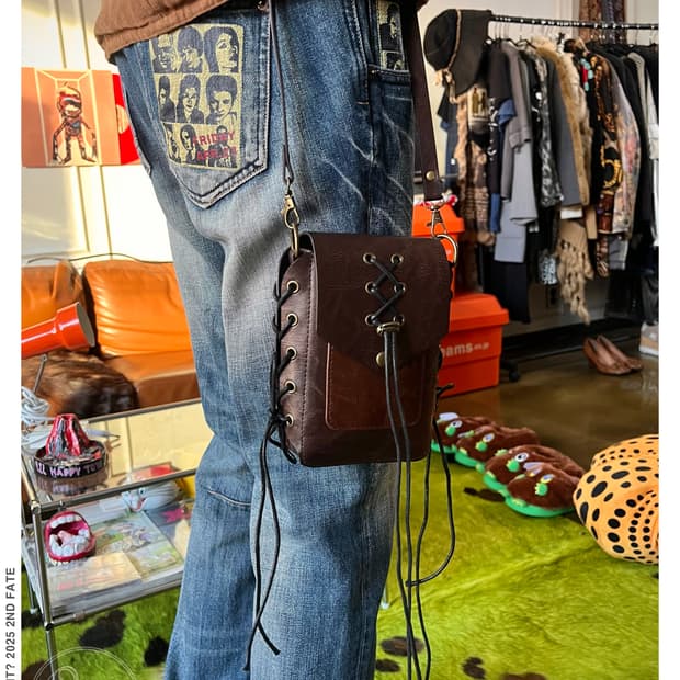 JPN Vintage Lace-up Motor Leather Bag