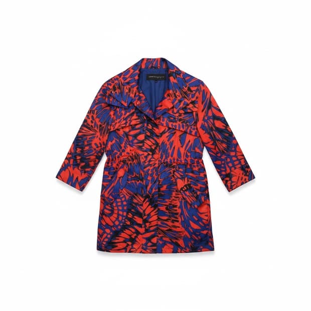 오브제 멀티컬러 프린트 후드 자켓