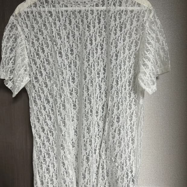 디올 화이트 오블리크 패턴 레이어드 티셔츠