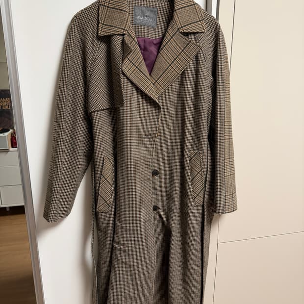 아바몰리 체크 롱 코트