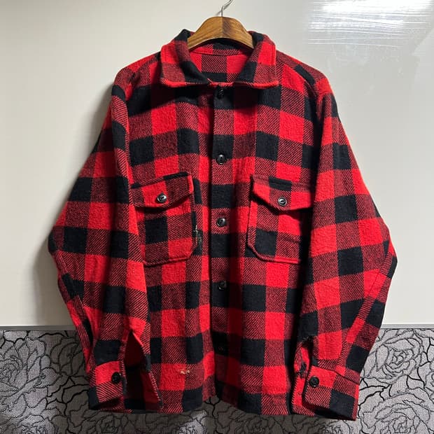 빈티지 6-70s 버팔로 체크 울셔츠