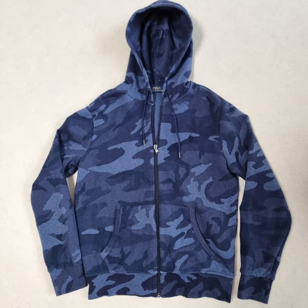 폴로 랄프로렌 블루 카모 후드 집업