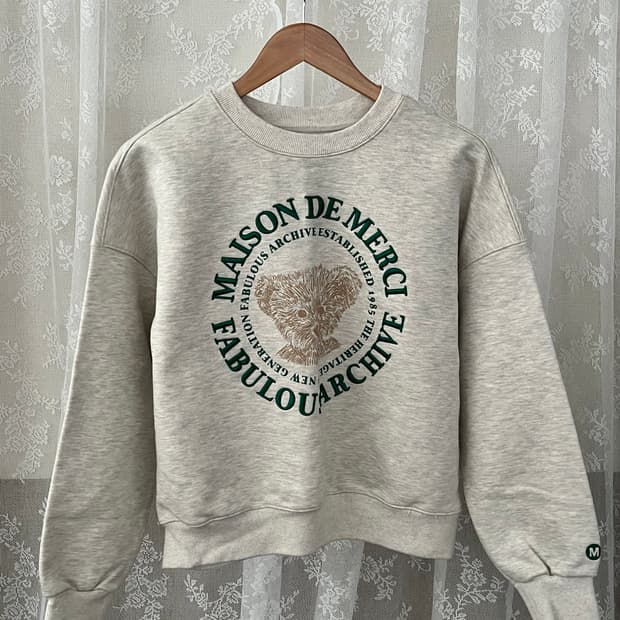 M) 패블러스 아카이브 크롭 맨투맨 오트밀