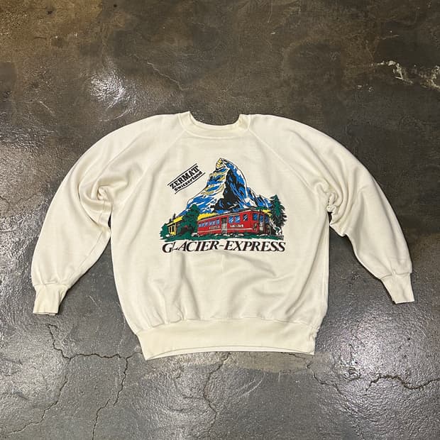 90s Glacier Express 아이보리 스웻셔츠 L