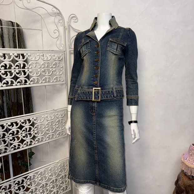 Egoist washing denim belted midi ops
