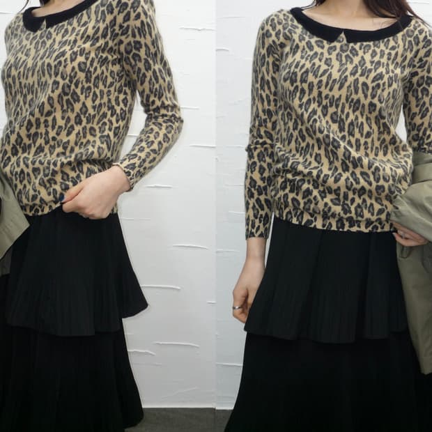 Leopard wide u-neck knit