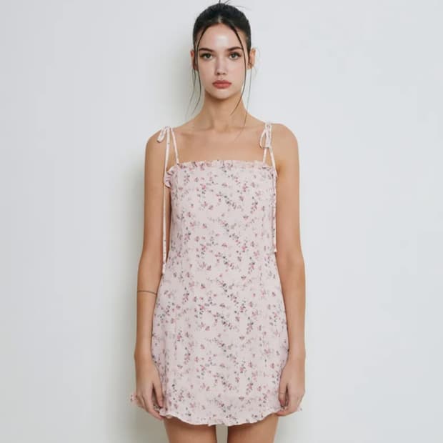 낫유어로즈 프릴 미니 드레스 (핑크)