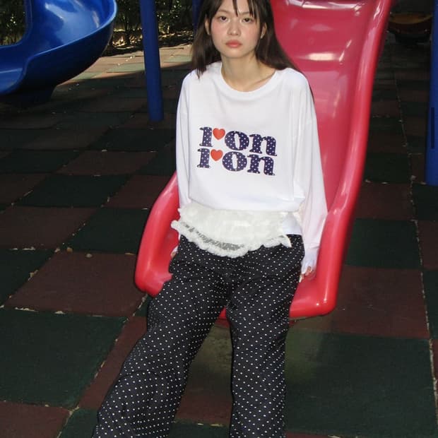 론론 FLUFFY DOT RUFFLE MESH BELT WHITE