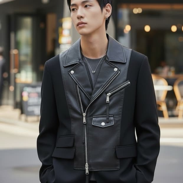 Dsquared2 카프스킨 레더 믹스 울 자켓🤟🏻