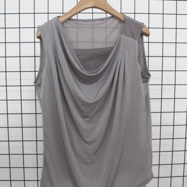 Gray Draped Sleeveless Top