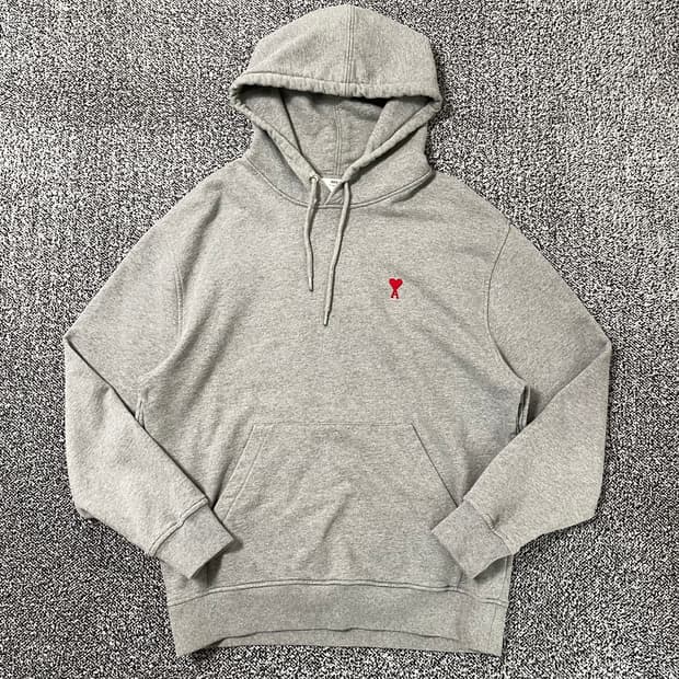 빈티지9. 아미 AMI 스몰 하트 로고 후드티 후디 스웻셔츠 그레이
