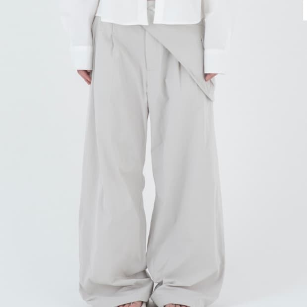 Waist pocket bag wide pants LIGHT GREY