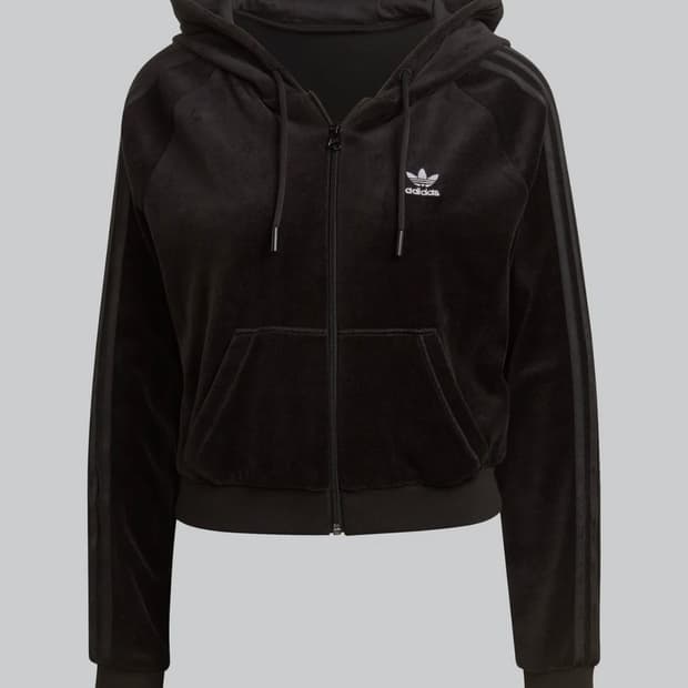 아디다스 벨루어 크롭 후드집업 S
